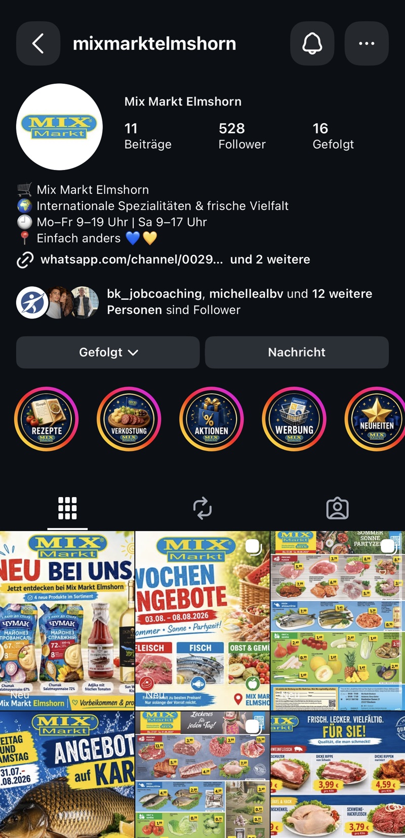 Instagram-Auftritt Mix Markt Elmshorn